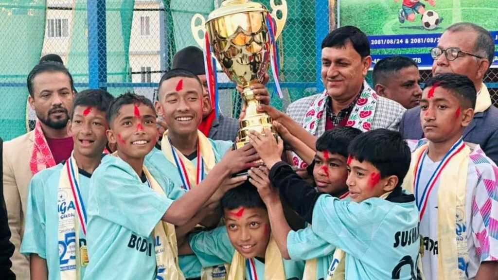 जुगल नवगुरुकुल द्वारा आयोजित U-14 Futsal Tournament को उपाधी बोधी सदनले जित्यो