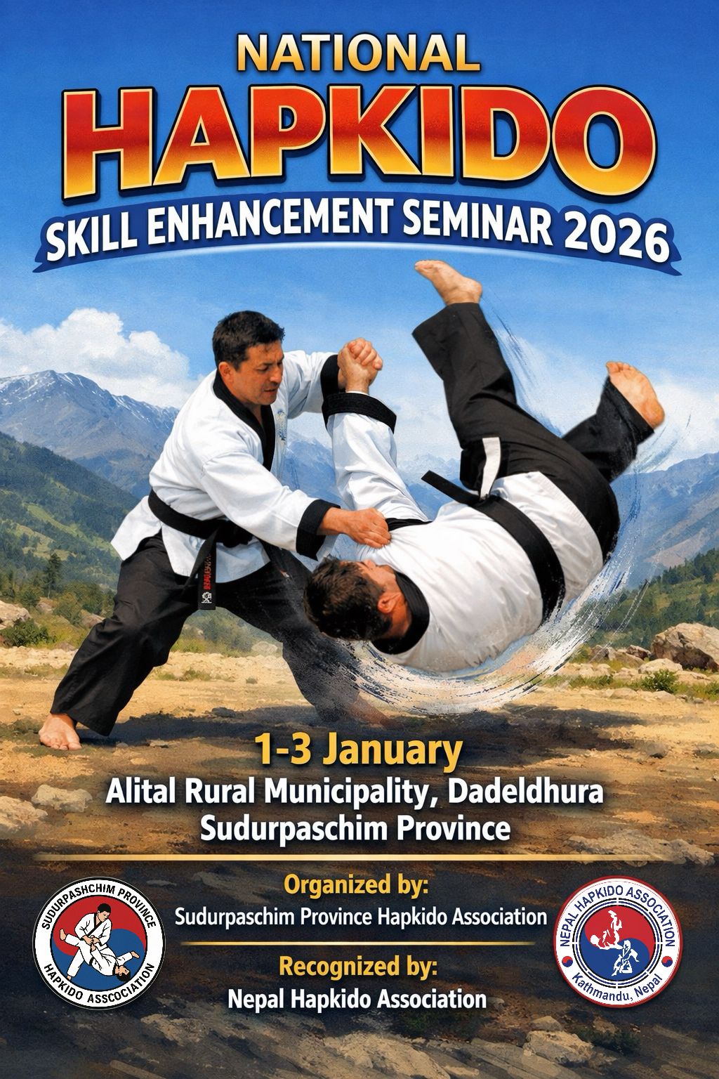 राष्ट्रिय स्तरीय हाप्किडो कौशल विकास सेमिनार डडेलधुरामा हुने