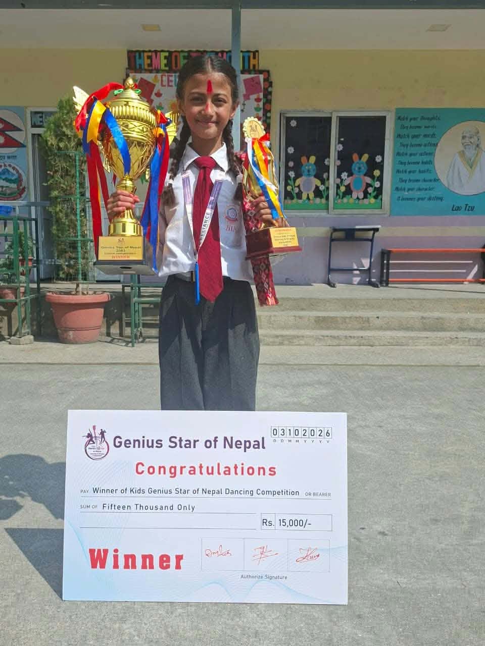 रिलायन्स ईन्टरनेसनल एकेडेमी कपनकी प्रयुशा भइन् जिनियस स्टार अफ नेपाल